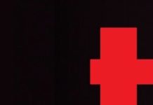 Lower-case red t on black background